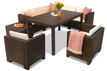 Comida 7-Sitzer Techn Rattan Möbelset braun