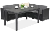 Technorattan-Ecksofa mit dem Gartentisch Colorado Comida 5 Anthrazit Bica