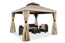 Gartenpavillon mit Moskitonetzen und Gardinen Valencia 3x3m cremefarben Garden Point