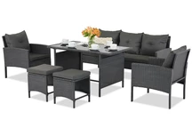 Technorattan-Set mit Hockern Bari Garden Point anthrazit