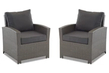Ein Satz von zwei Parma Techrattan-Sesseln Anthrazit Garden Point
