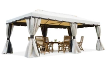 Gartenpavillon mit Moskitonetz und Vorhängen Valencia 3x6m Creme Garden Point
