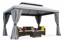Grauer Gartenpavillon mit Gardinen Valencia 3x4m Garden Point