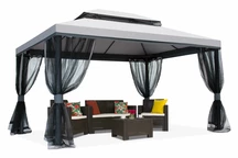 Grauer Gartenpavillon mit Moskitonetz Valencia 3x4 m Garden Point