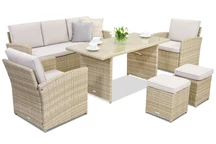 Monaco Apetito 5 Gartenmöbel mit Beige Garden Point Poufs