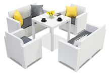 Rattan-Set mit Tisch Dallas Nebraska 6 weiß Bica