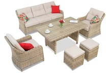 Techno-Rattan-Set Toledo Apetito 5 beige mit Garden Point Sitzkissen