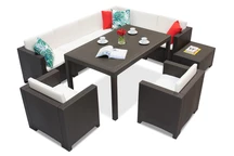 Technorattan-Garnitur mit Ecksofa Colorado Comida Max 8 braun Bica
