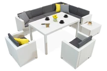Technorattan-Garnitur mit Ecksofa Colorado Comida Max 8 weiß Bica