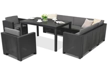 Technorattan-Garnitur mit Ecksofa Colorado Comida Max 9 Anthrazit Bica