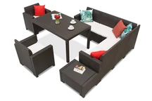 Technorattan-Garnitur mit Ecksofa und Sesseln Nebraska Comida 7 brauner Bica-Ecke und Sesseln
