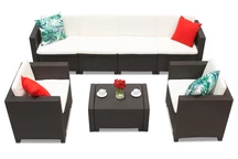 Technorattan-Garnitur mit verlängertem Sofa Colorado Coffee 6 Max braun Bica