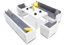 Technorattan-Möbelgarnitur mit zwei großen Sofas Colorado Apetito Max 10 weiß Bica