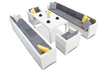 Technorattan-Möbelgarnitur mit zwei großen Sofas Colorado Apetito Max 12 weiß Bica