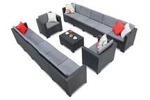Technorattan-Möbelgarnitur mit zwei großen Sofas Colorado Coffee Max 12 Anthrazit Bica