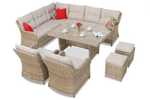 Toledo Comida 7 Techno-Rattan-Set mit beigen Poufs von Garden Point