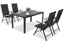 Aluminium Polywood Gartenmöbel Verona für 4 Personen Garden Point schwarz