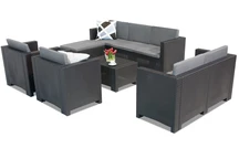 Couchtischmöbelgarnitur aus Technorattan Colorado Relax Corner 8 Anthrazit Bica