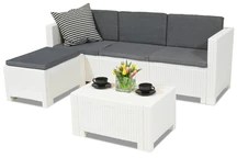 Couchtischmöbelgarnitur aus Technorattan Colorado Relax weiß Bica
