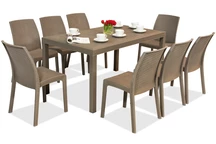 Houston / Virginia Cappuccino Gartenmöbel-Set aus Technorattan für 8 Personen Bica