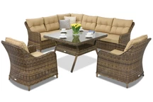 Polyrattan Gartenmöbel Toledo Comida 7 Angular Garden Point braun
