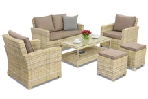 Rattan Gartenmöbel Bristol Coffee 4 + 2 Garden Point beige Hocker