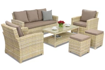 Rattan Gartenmöbel Bristol Coffee 5 + 2 Garden Point beige Hocker
