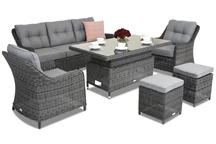 Rattan Gartenmöbel Toledo Apetito 5 Lift + 2 Poufs Garden Point Anthrazit