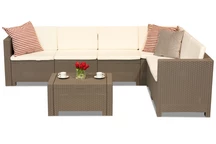 Technorattan-Ecksofa in der Garnitur mit Tisch Colorado Corner 6 Cappuccino Bica