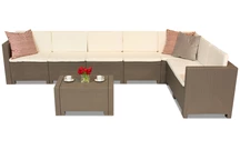 Technorattan-Ecksofa in der Garnitur mit einem Tisch Colorado Corner Max 7 Cappuccino Bica