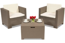 Technorattan-Garnitur Colorado Terrace Box 2 Cappuccino mit der Truhe