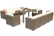 Technorattan-Möbelgarnitur mit zwei großen Sofas Colorado Apetito Max 10 Bica Cappuccino