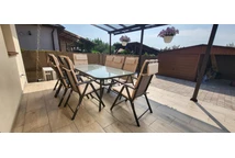 Esszimmergarnitur aus Stahl Modena/Rosario für 8 Personen mit großem Tisch 200 cm Garden Point braun
