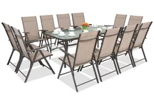 Esszimmergarnitur aus Stahl Modena/Rosario für 12 Personen mit großem Tisch 200 cm Garden Point braun