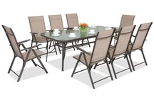 Esszimmergarnitur aus Stahl Modena/Rosario für 8 Personen mit großem Tisch 200 cm Garden Point braun