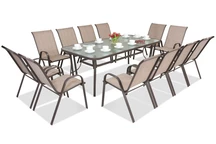 Esszimmergarnitur aus Stahl Modena für 12 Personen mit großem Tisch Garden Point braun