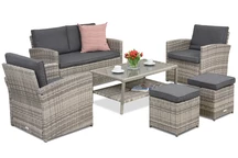 Gartenmöbel Monaco Coffee 4 + 2 Hocker Garden Point hellgrau