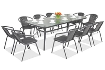 Gartenmöbel aus Metall Modena / Bergamo für 10 Personen mit großem Tisch Garden Point anthrazit
