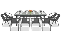 Metallgartenmöbel Modena/Bergamo für 12 Personen mit großem Tisch Garden Point anthrazit
