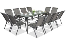 Modena Metallgartenmöbel für 12 Personen mit großem Tisch Garden Point grau