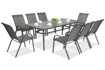 Modena Metallgartenmöbel für 8 Personen mit großem Tisch Garden Point grau