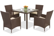 Polrattan Gartenmöbel Milan / Grenada 4 mit quadratischem Tisch Garden Point braun