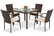 Polyrattan Gartenmöbel Milan 4 mit quadratischem Tisch Garden Point, braun