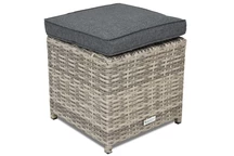 Polyrattan Pouf Monaco Garden Point hellgrau - 2er-Set