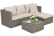 Rattan Gartenmöbel Roma Corner 4 Garden Point hellgrau