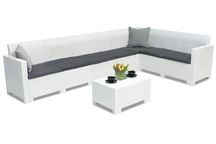 Technorattan-Ecksofa in der Garnitur Nebraska Corner Max 7 weiß Bica