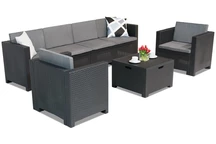 Technorattan-Garnitur mit verlängertem Sofa Colorado Coffee Box Max 6 Anthrazit Bica