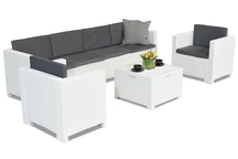 Technorattan-Garnitur mit verlängertem Sofa Colorado Coffee Box Max 6 weiß Bica