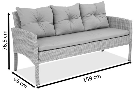 3-Sitzer Rattansofa Bari Garden Point beige