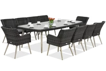 Eine exklusive Essgruppe mit großem Tisch Córdoba für 10 Personen Garden Point anthrazit